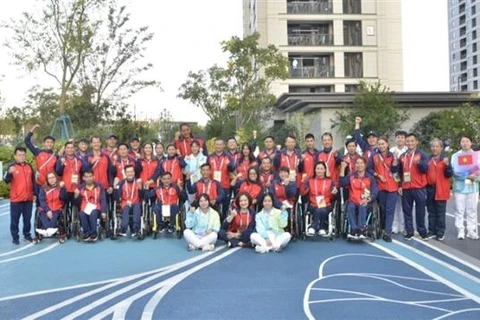 越南残疾人体育代表团在杭州第四届亚残运会上共获得20枚奖牌