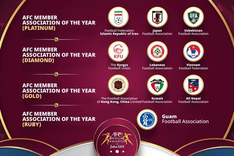 越南足协进入亚足联年度最佳会员协会奖（钻石）提名前三