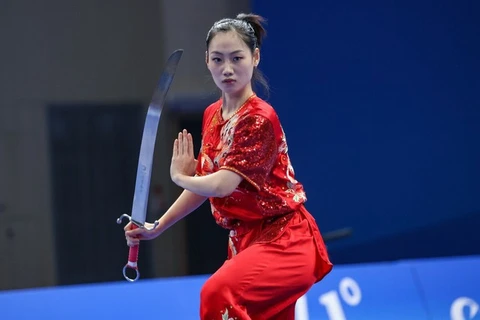 越南武术女运动员在世界武术锦标赛上获得金牌