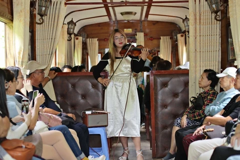 大叻市古老火车上免费音乐表演活动
