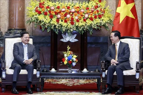 越南国家主席武文赏会见柬埔寨副首相涅沙文