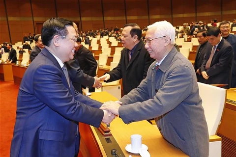 越南国会主席王廷惠出席前国会领导人新春见面会