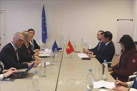 越南外交部长裴青山会见欧盟代表和多国部长