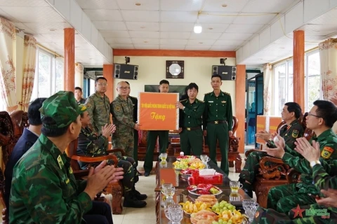 视察越南、老挝、中国三国交界点界碑