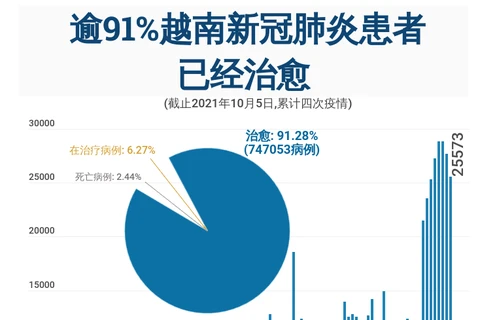 互动图表：逾91%越南新冠肺炎患者已经治愈