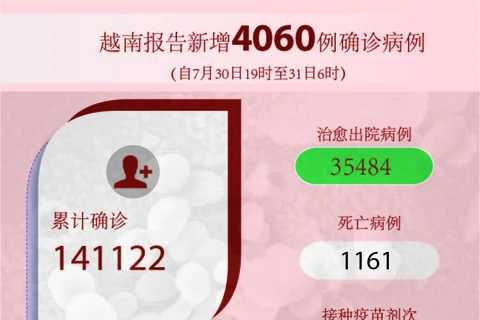 图表新闻：越南报告新增4060例确诊病例