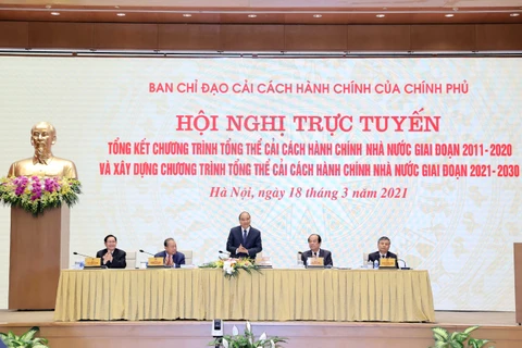 阮春福主持2011-2020年阶段国家行政审批制度改革总体计划总结全国视频会议