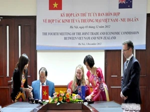 越南工商部副部长阮锦秀与新西兰外交贸易部副部长安德烈·史密斯共同主持会议