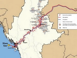 中国—缅甸天然气管道全线图