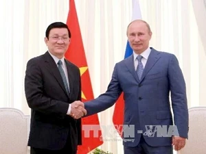 2012年，越南国家主席张晋创与俄罗斯总统普京举行会谈