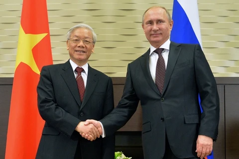 越共中央总书记阮富仲与俄罗斯总统普京