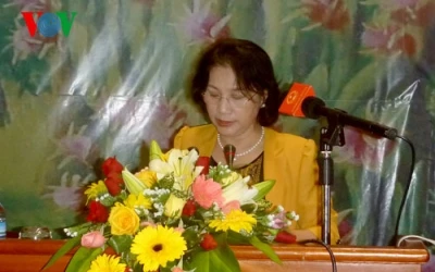 阮氏金银副主席发表讲话。（图片来源：越南之声)