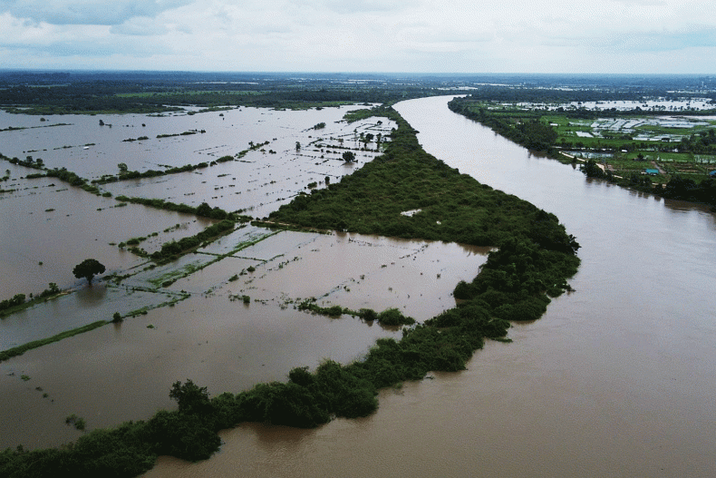 Una zona de Nakhon Phanom se inunda cada vez que el río Mekong crece (Fuente: Bangkok Post)