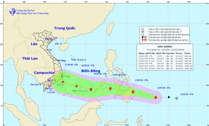 Tropical storm Sanba heads towards Vietnam
