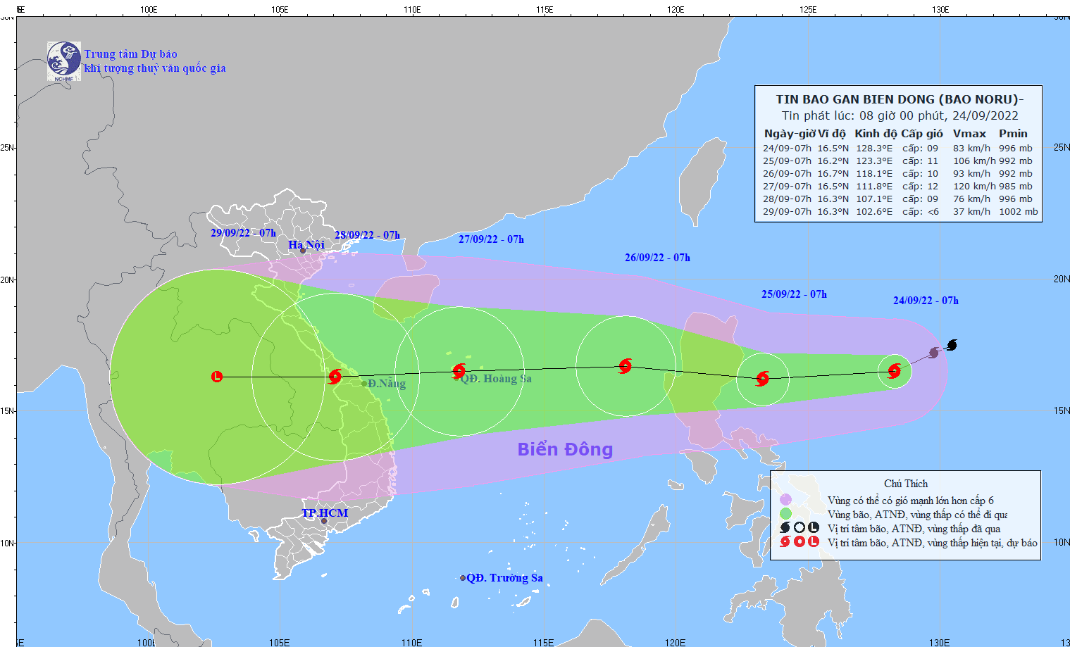 La tempête Noru se déplace vers la Mer Orientale, des pluies prévues au Nord