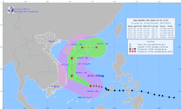 越南主动应对最大风力为13级阵风14级 的第9号台风