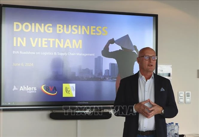 Roger Chantillon, CEO of Ahlers Logistics, talks about business opportunities in Vietnam at the workshop on June 6. (Photo: VNA)