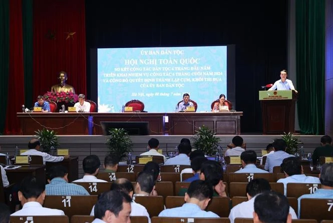 The conference held by the Government’s Committee for Ethnic Minority Affairs in Hanoi on July 8. (Photo: VNA)