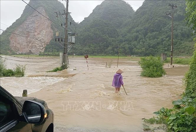 Fooding triggered by heavy rains in Binh Gia district, Lang Son province, on July 30, 2024. (Photo: VNA)