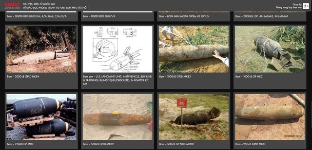 The library is an online source of useful knowledge about bombs, landmines, and other explosives. ̣(Photo: baochinhphu.vn)