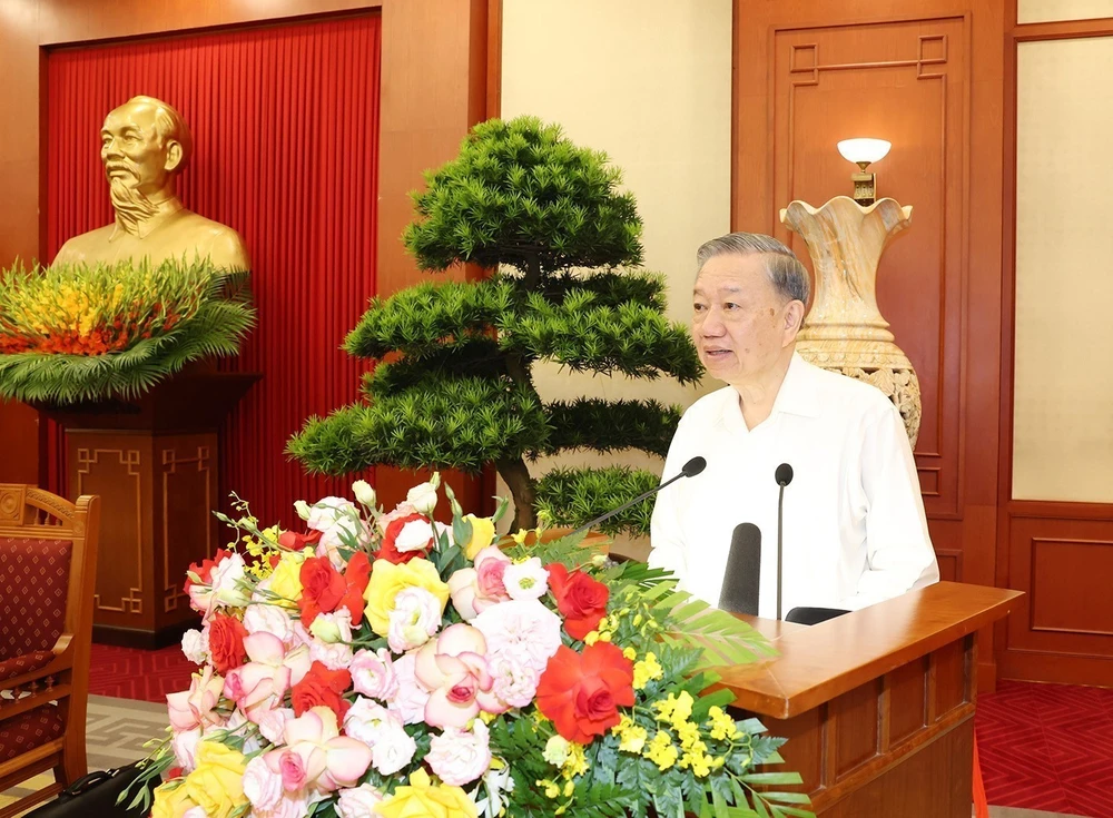 Party General Secretary and State President To Lam speaks at the gathering in Hanoi on August 15. (Photo: VNA)