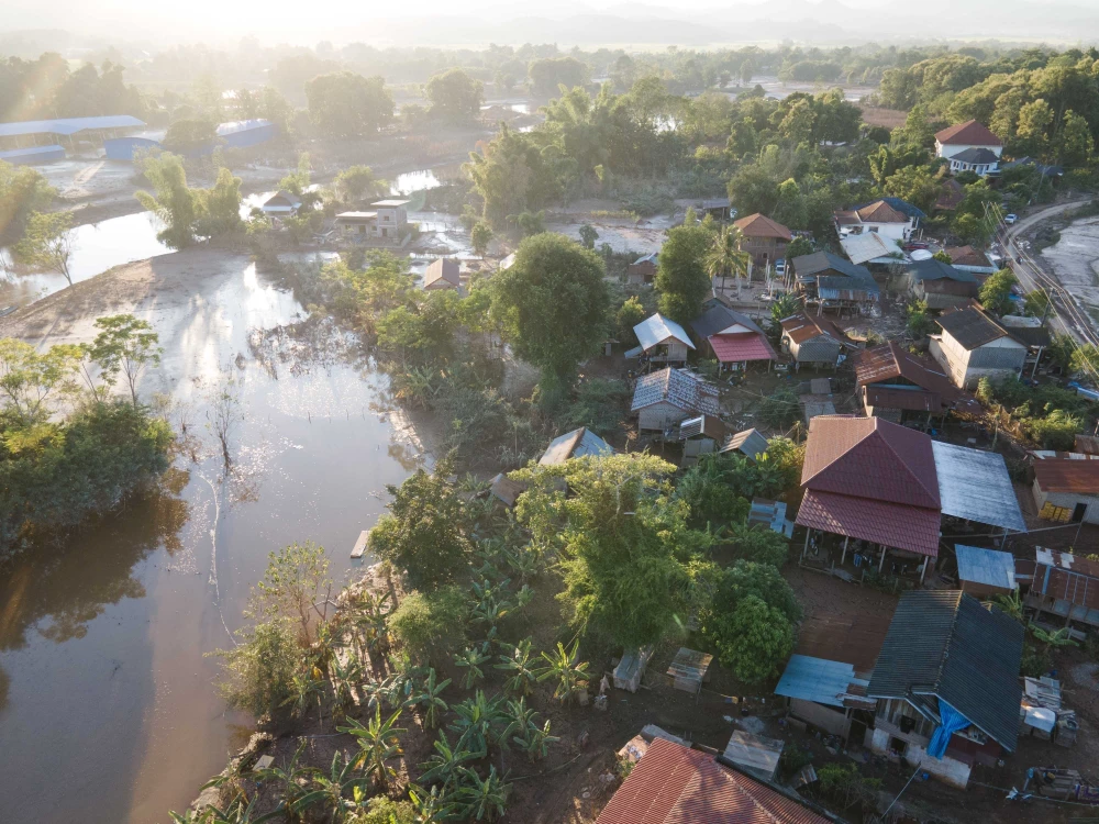 Part of Mai village in Luang Namtha district, Luang Namtha province, Laos, is flooded after downpour triggered by Typhoon Yagi. (Photo: VNA)