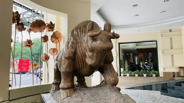 A bull statue displayed at the HNX's headquarters in Hanoi (Photo VNS)