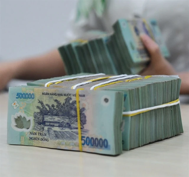 A staff of a State-owned bank counts money at a branch in Hanoi. By the end of June 2024, capital of the group of private banks doubled that of the group of State-owned banks. (Photo: vnbusiness.vn)