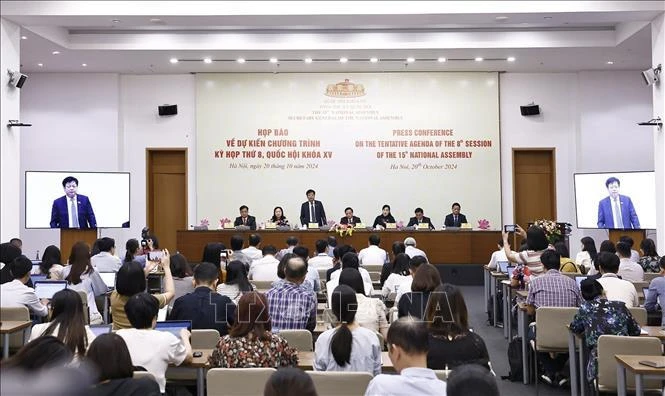 The press conference held on October 20 to announce the planned agenda of the 15th National Assembly's 8th session. (Photo: VNA)