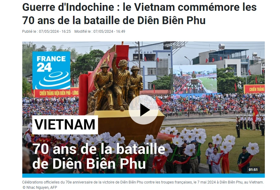 La cérémonie du 70e anniversaire de la Victoire de Dien Bien Phu couverte par les médias français 