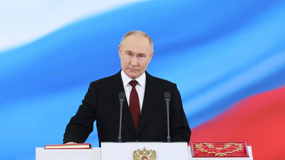 Le président russe Vladimir Poutine prête serment en mars 2024. Photo : Spoutnik