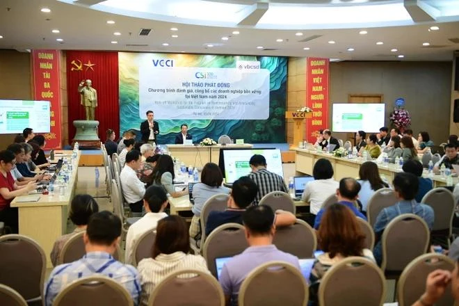 Cérémonie de lancement du programme d'évaluation des entreprises durables au Vietnam en 2024. Photo: VietnamPlus