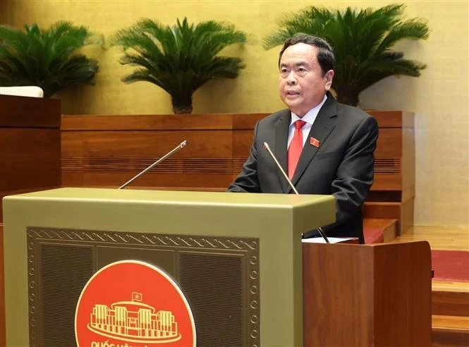 El nuevo presidente de la Asamblea Nacional de Vietnam, Tran Thanh Man, pronuncia su discurso de toma de posición. (Fuente:VNA)