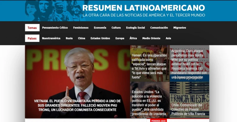 La publicación argentina Resumen Latinoamericano anunció en sus páginas la partida del Secretario General del Partido Comunista de Vietnam, Nguyen Phu Trong. (Fuente:Resumen Latinoamericano)