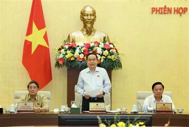 El presidente de la Asamblea Nacional de Vietnam, Tran Thanh Man, habla en el evento. (Fuente: VNA)