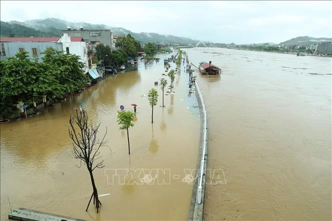 Inundaciones en la ciudad vietnamita de Lao Cai. (Fuente: VNA)