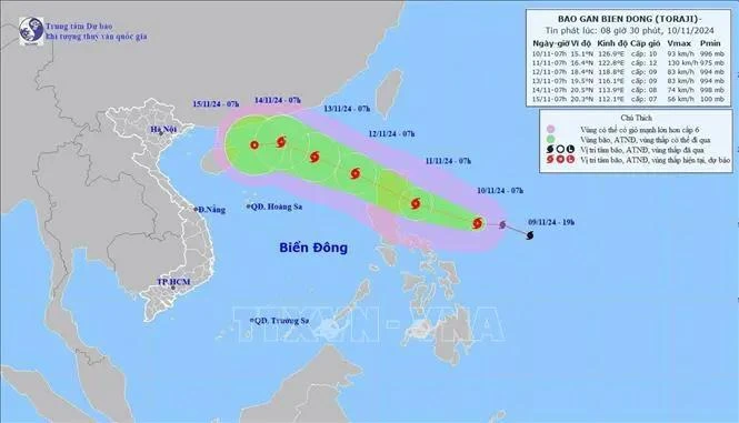 El movimiento de la tormenta hasta las 7 a.m de hoy. (Fuente: VNA)