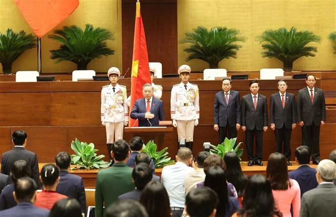 苏林同志当选越南社会主义共和国主席。图自越通社