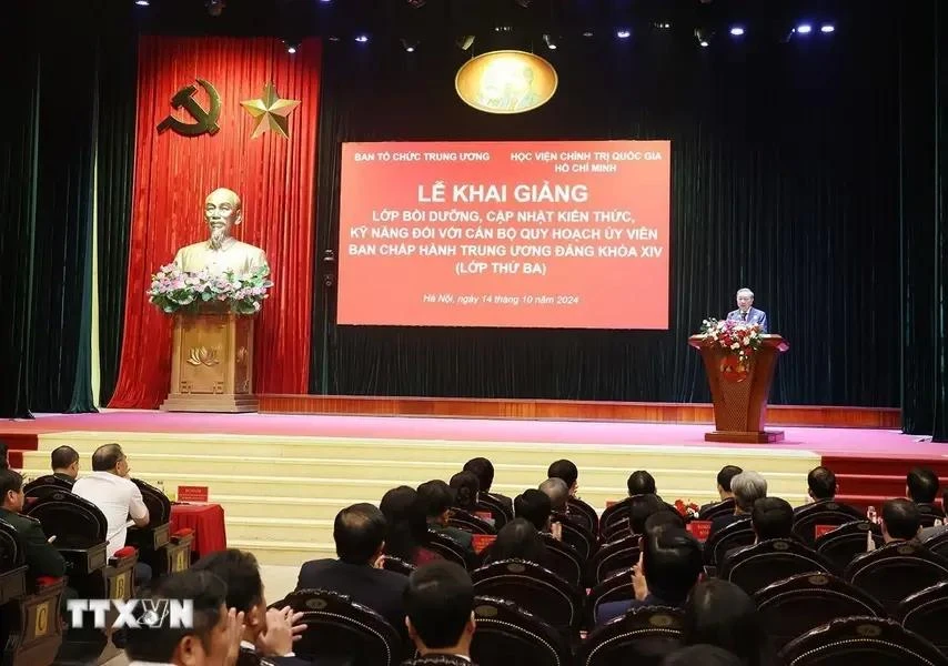 Le secrétaire général du Parti communiste du Vietnam et président To Lam prend la parole lors de la cérémonie. Photo: VNA