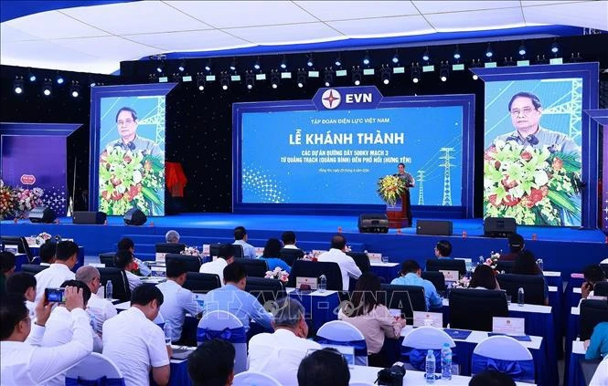 El primer ministro Pham Minh Chinh habla en la ceremonia de inauguración. (Foto: VNA)