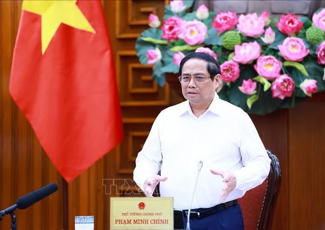 Le Premier ministrre Pham Minh Chinh à la réunion. Photo : VNA