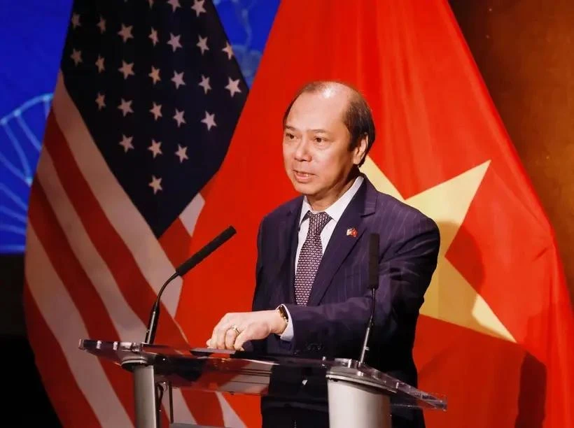 L'ambassadeur Nguyen Quoc Dung a pris la parole lors de la célébration du premier anniversaire du partenariat stratégique intégram Vietnam-États-Unis à New York en septembre dernier. Photo : VNA