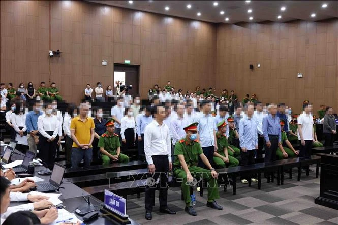 Defendants at the first instance trial (Photo: VNA)