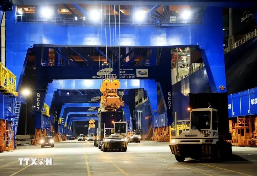 Transporting containers at Gemalink International Port, Phu My town, Ba Ria-Vung Tau province. (Photo: VNA)