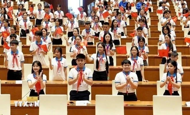 Children attend first mock session of the “Children’s National Assembly” (Photo: VNA)