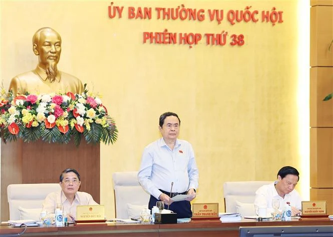 NA Chairman Tran Thanh Man speaks at the session. (Photo: VNA)