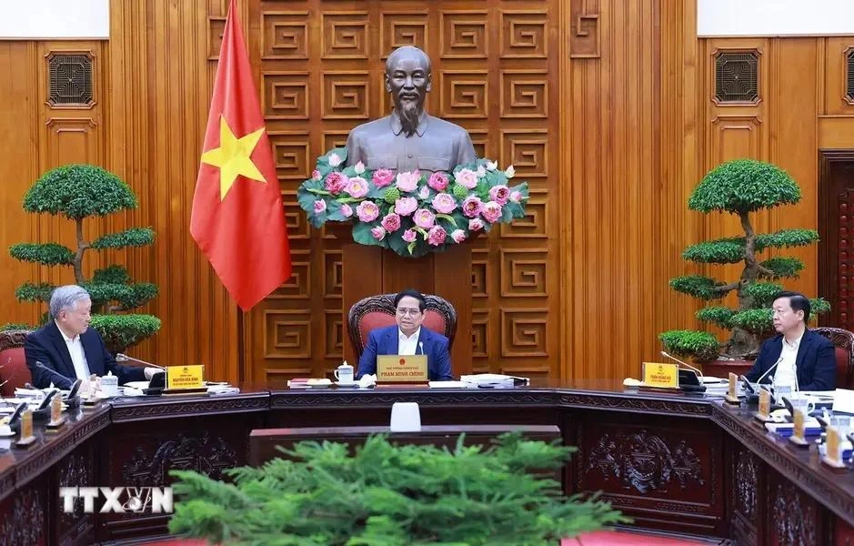 Prime Minister Pham Minh Chinh speaks at the second meeting of the Government steering committee. (Photo: VNA)