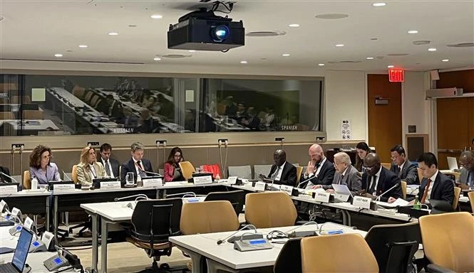 Ambassador Dang Hoang Giang (front row, far right), Permanent Representative of Vietnam to the UN, at the event on preventing attacks on water resources in armed conflicts and enhancing civilian protection, held in New York on May 23. (Photo: VNA)