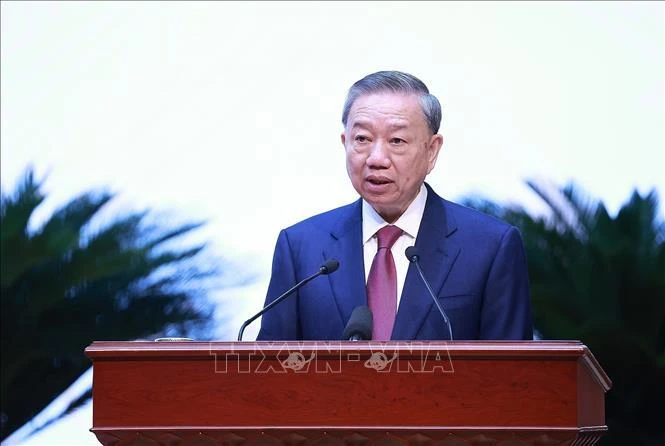 Party General Secretary, President To Lam delivers his inaugural speech. (Photo: VNA) 