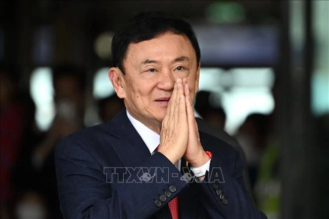 Ex-Prime Minister Thaksin Shinawatra returns to Thailand after 15 years in exile on August 22, 2023. (Photo: AFP/VNA) 